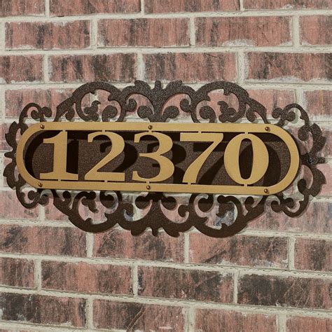 Personalized Address Sign With Bracket, House Numbers Metal 